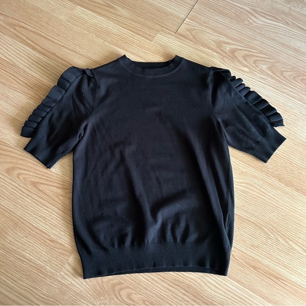 Who What Wear Black Ruffle Sweater Top Women’s XS
